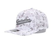 Gallettes White Camo Perforated Hat with a Grey Gallettes Logo embroidered on the front