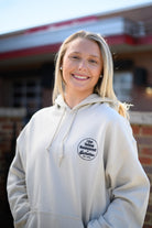 Gallettes Tan Hoodie with an “I Got Yellow Hammered at Gallettes” left chest design
