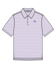 LSU Men’s Purple Stripe Polo with Purple Script “Geaux Tigers” Embroidery