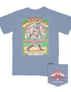 University of Alabama Blue Going Yard T-Shirt with Red text "Bama Baseball" above an image of Big Al in baseball gear and Black text "Going Yard" below