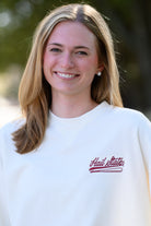 Mississippi State Cream Sweatshirt with Maroon “Hail State” script and baseball bat embroidery