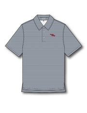 Ole Miss Navy Stripe Polo with Red “Hotty Toddy” Script Embroidery