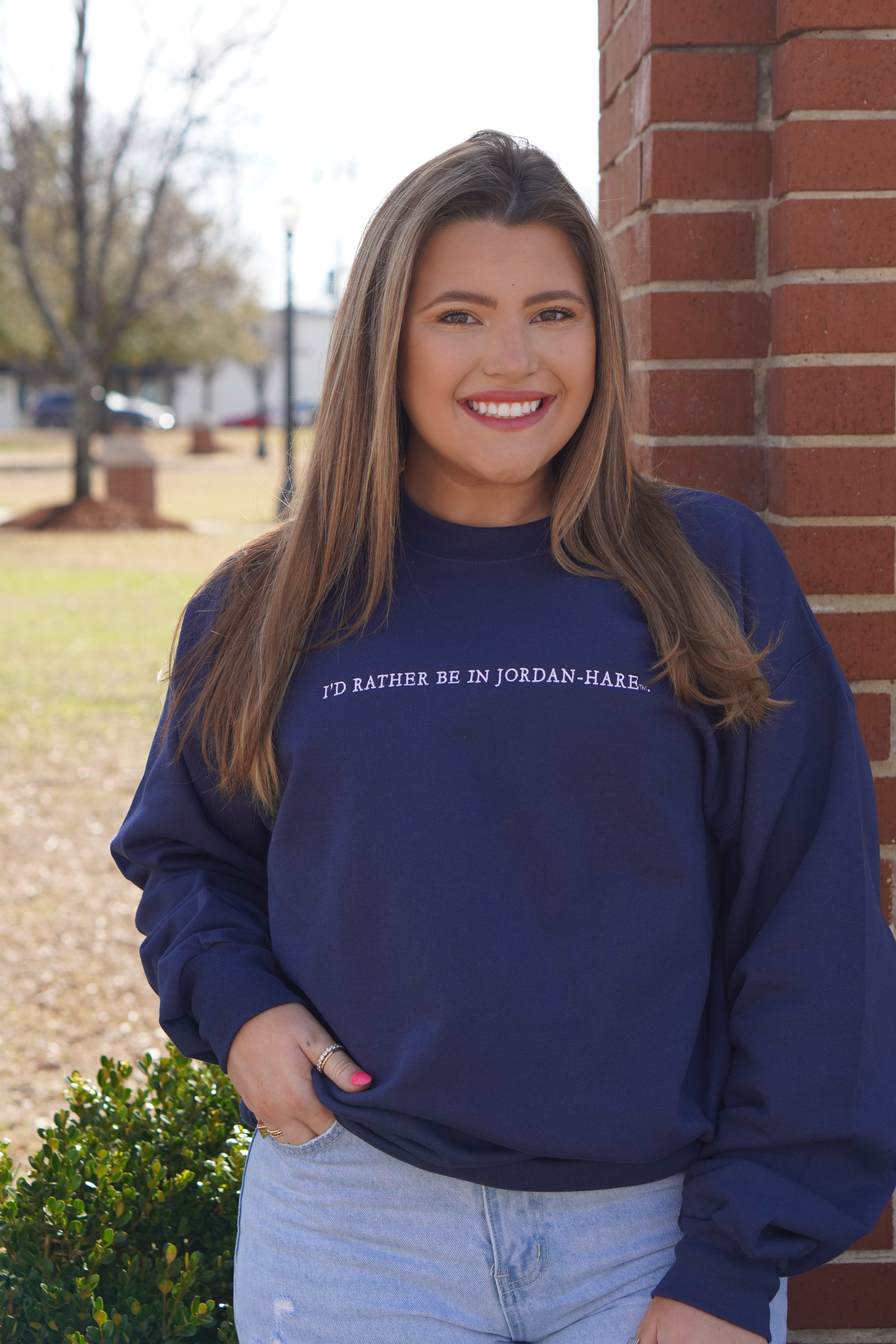 Auburn University Navy Sweatshirt with White "I'd Rather Be In Jordan-Hare" embroidery