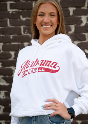 Alabama Baseball Hoodie - Quick Ship XXXL / White / Hooded Sweatshirt