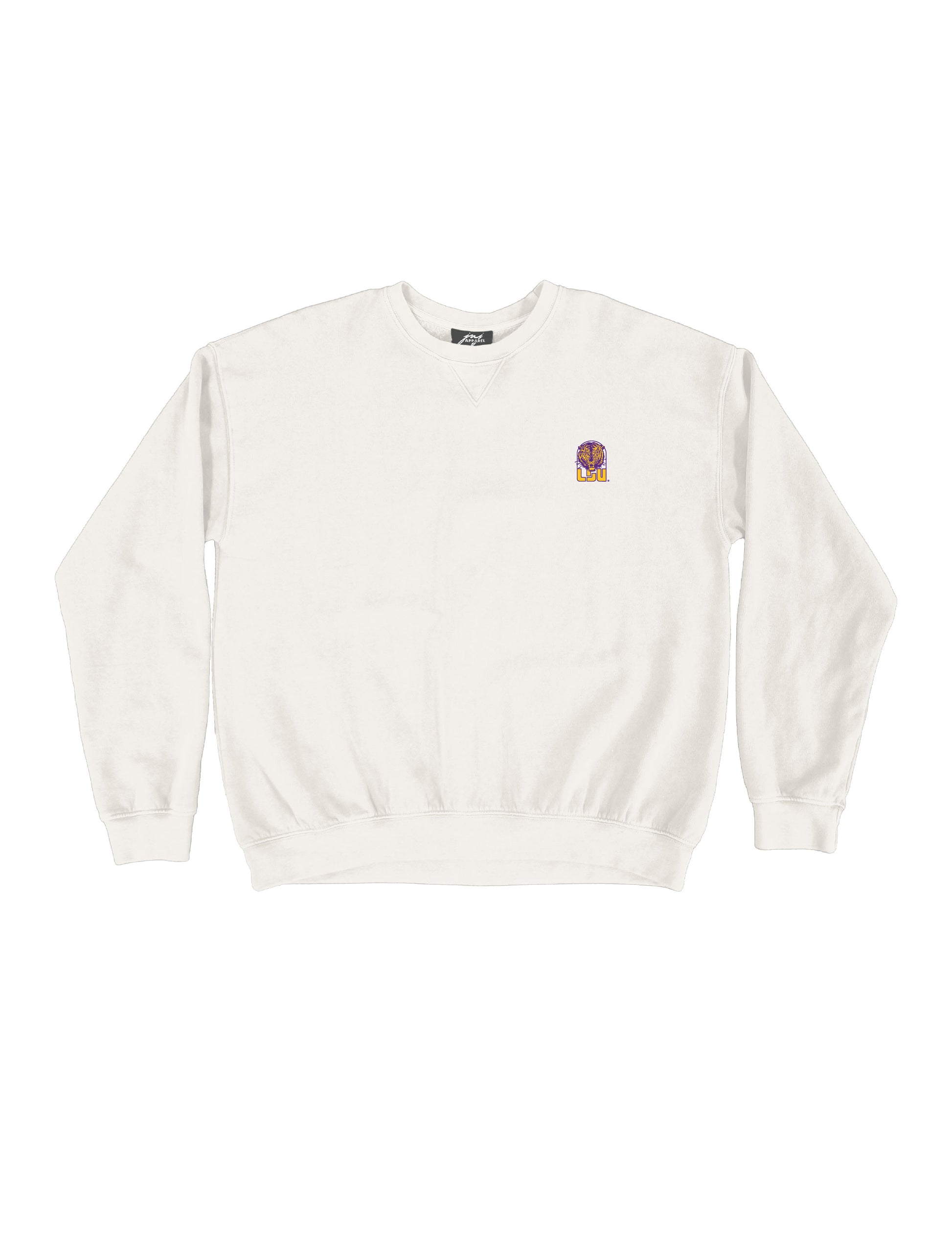 LSU Ivory Crewneck with LSU Tiger Logo embroidery