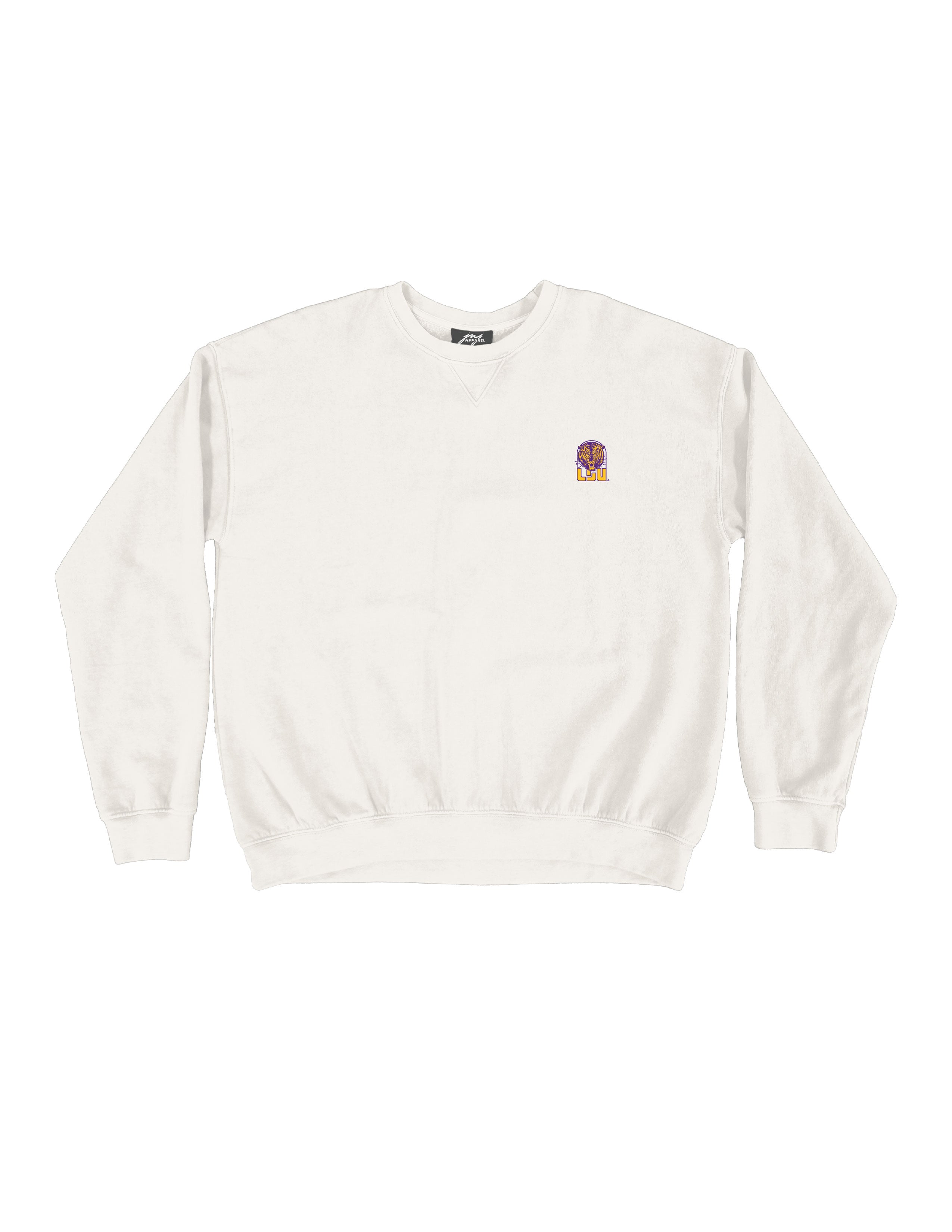 LSU Ivory Crewneck with LSU Tiger Logo embroidery