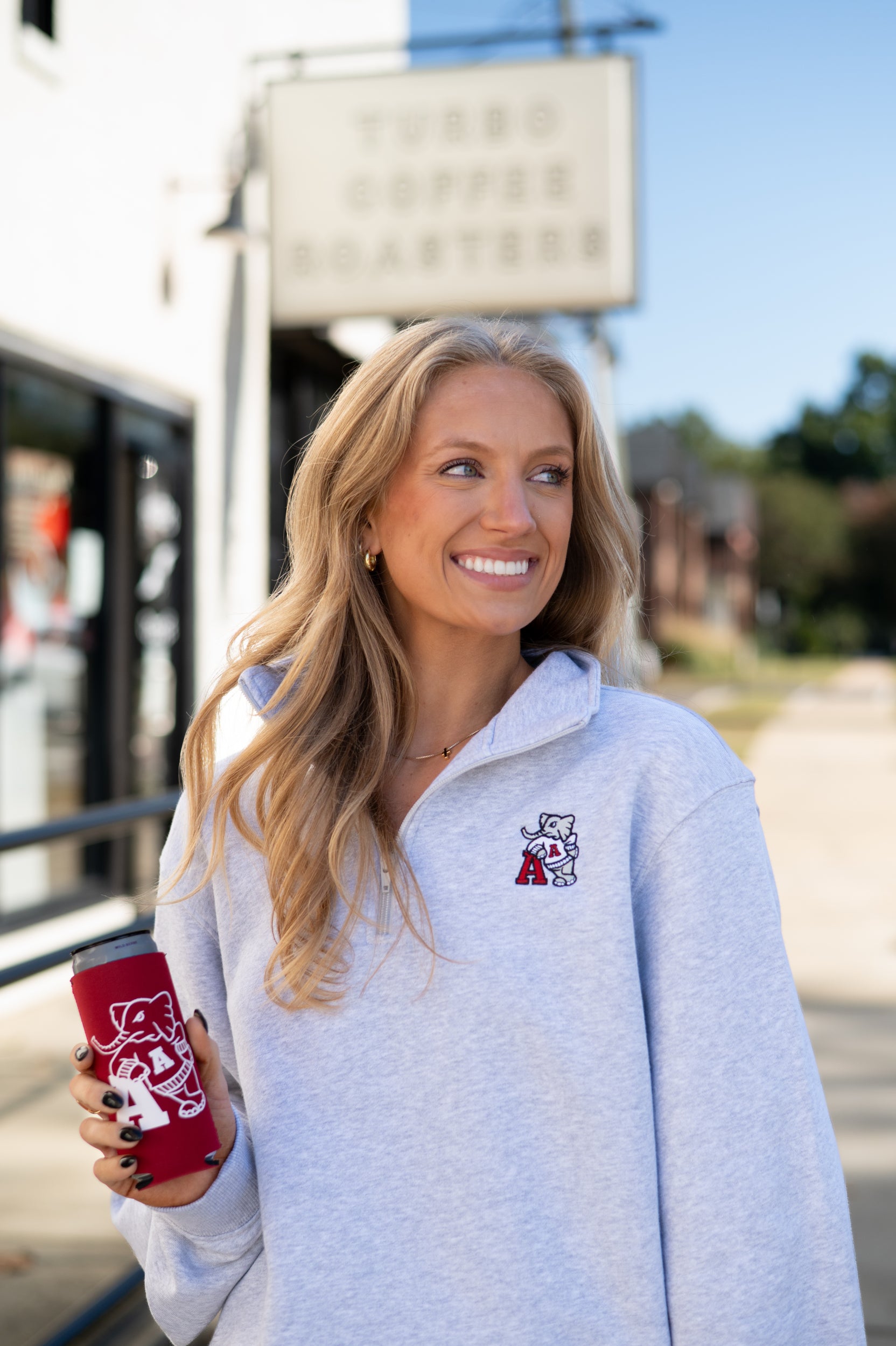University of Alabama Grey ¼ Zip Sweatshirt with Leaning Al Logo Embroidery on the chest