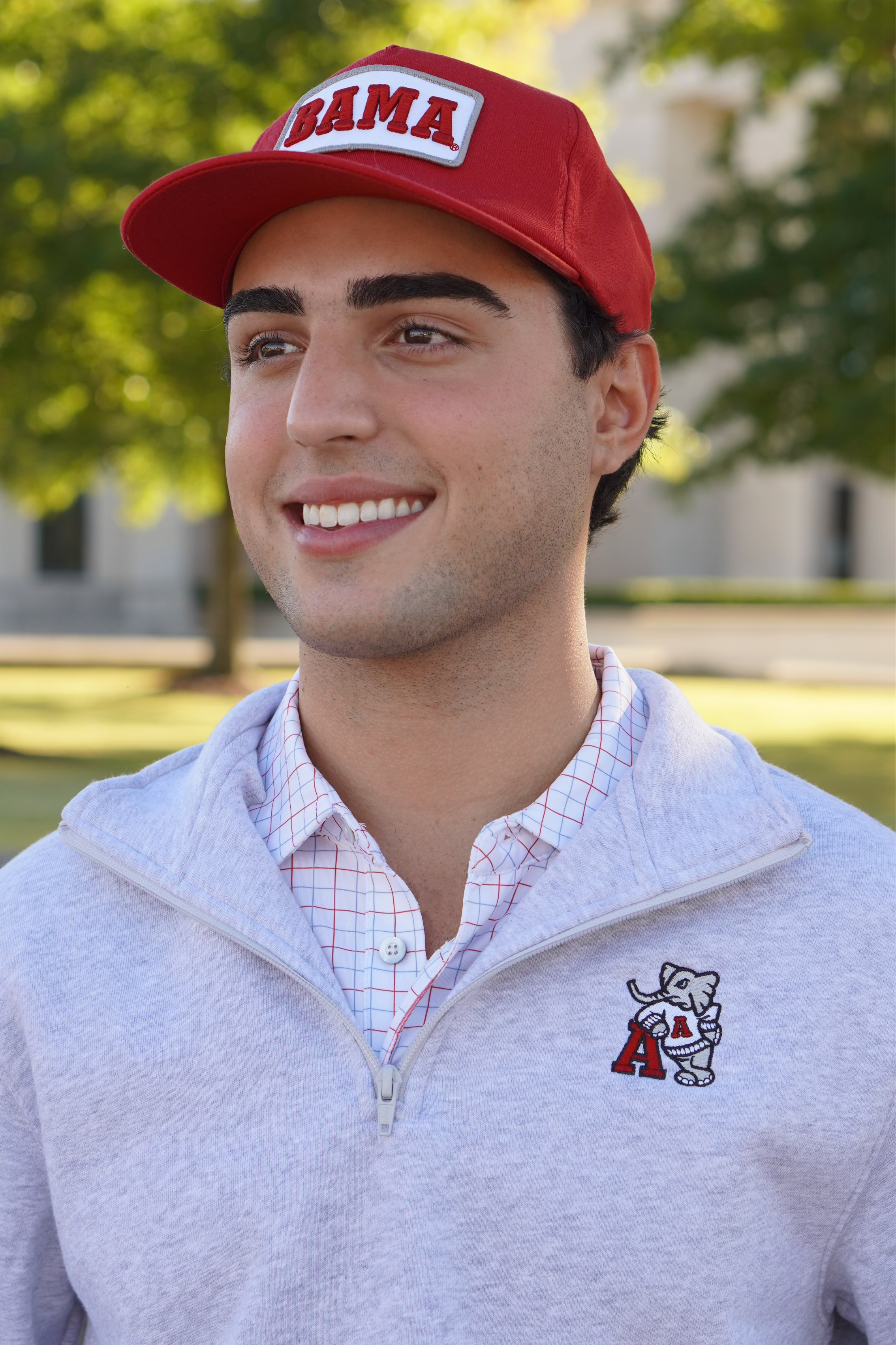 University of Alabama Grey ¼ Zip Sweatshirt with Leaning Al Logo Embroidery on the chest
