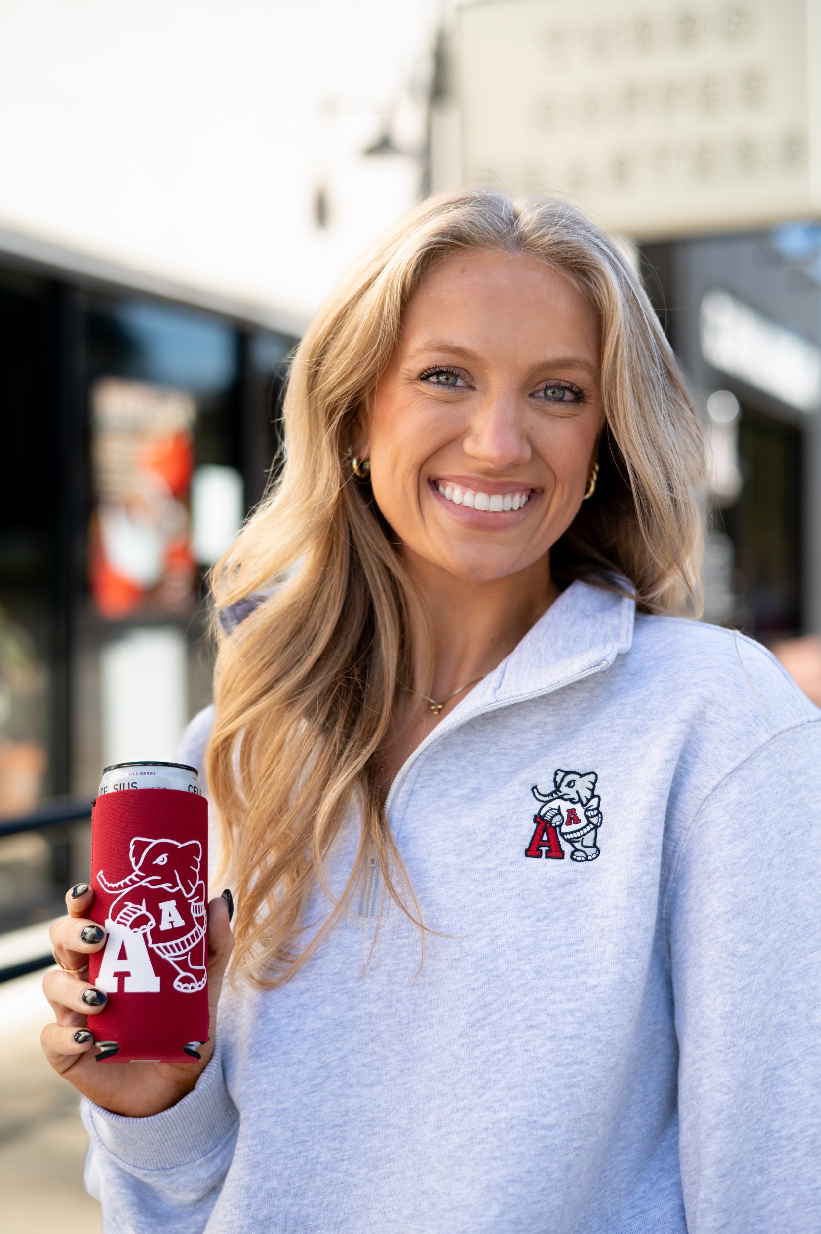 University of Alabama Grey ¼ Zip Sweatshirt with Leaning Al Logo Embroidery on the chest