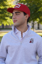 University of Alabama Grey ¼ Zip Sweatshirt with Leaning Al Logo Embroidery on the chest