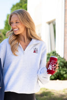 University of Alabama Grey ¼ Zip Sweatshirt with Leaning Al Logo Embroidery on the chest