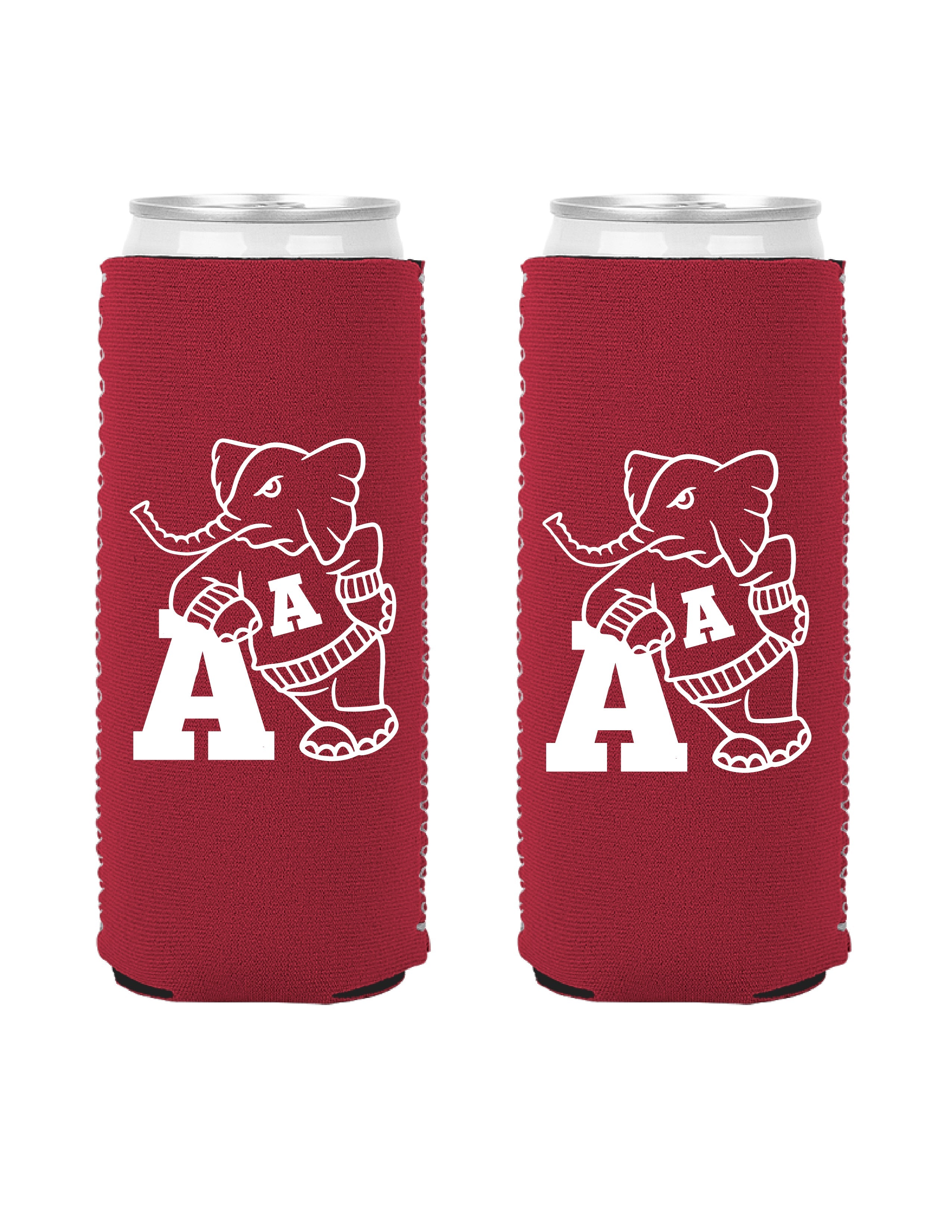 University of Alabama Red Tall Koozie with a White outline of the Leaning Al Logo