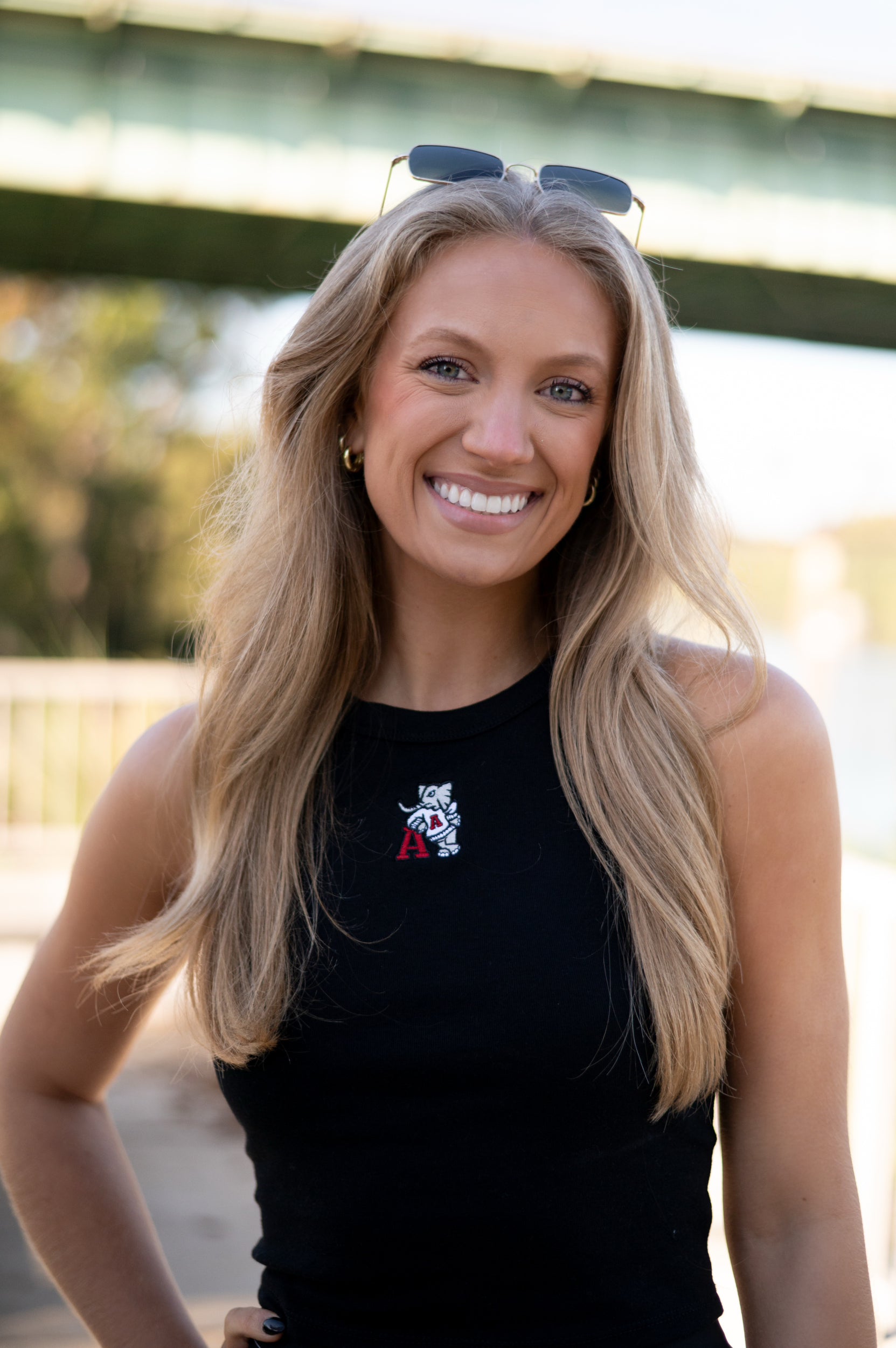 University of Alabama Black Ladies Tank Top with Leaning Al Logo embroidery