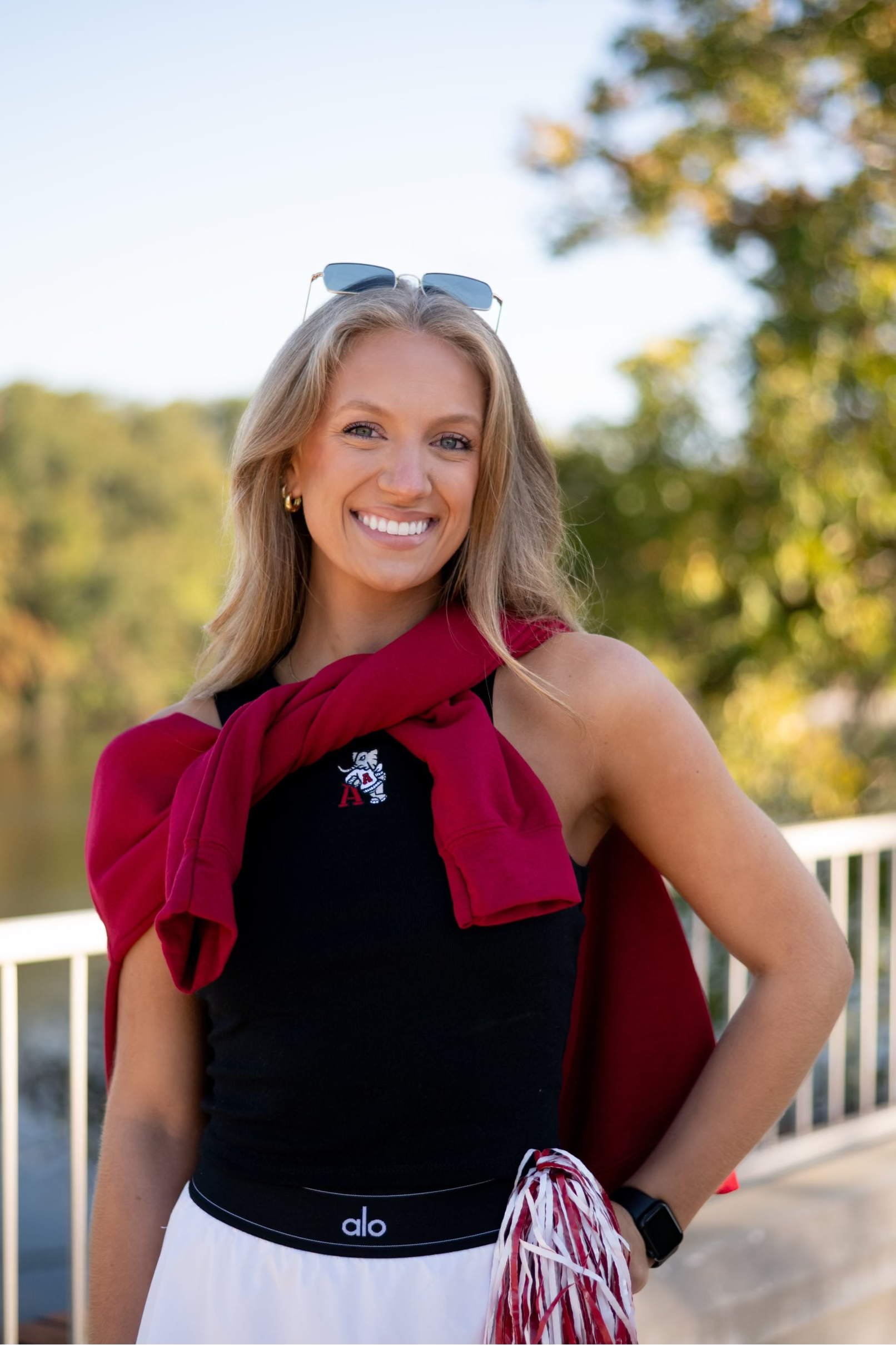 University of Alabama Black Ladies Tank Top with Leaning Al Logo embroidery