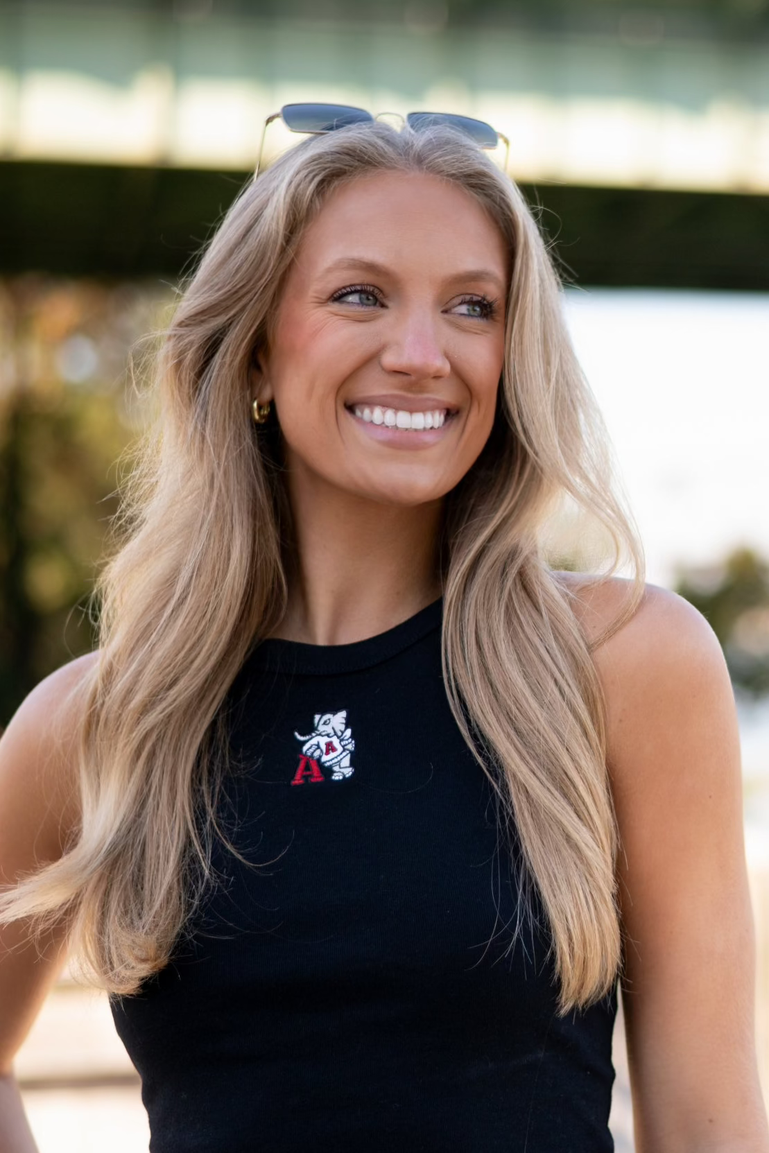 University of Alabama Black Ladies Tank Top with Leaning Al Logo embroidery