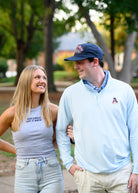 Auburn University Light Blue Men’s ¼ Zip with embroidery of Aubie leaping through an "A"