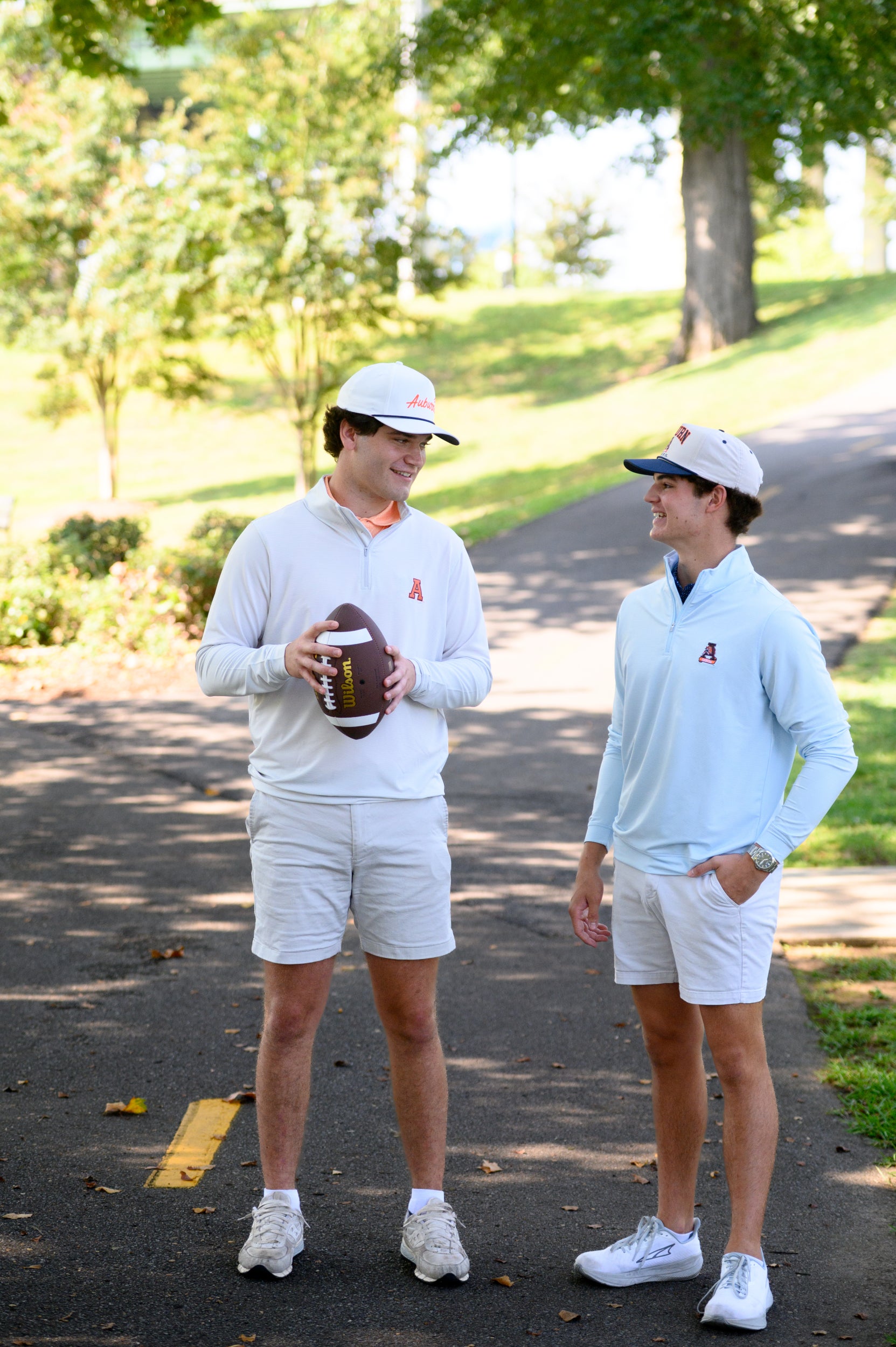 Auburn University Light Blue Men’s ¼ Zip with embroidery of Aubie leaping through an "A"