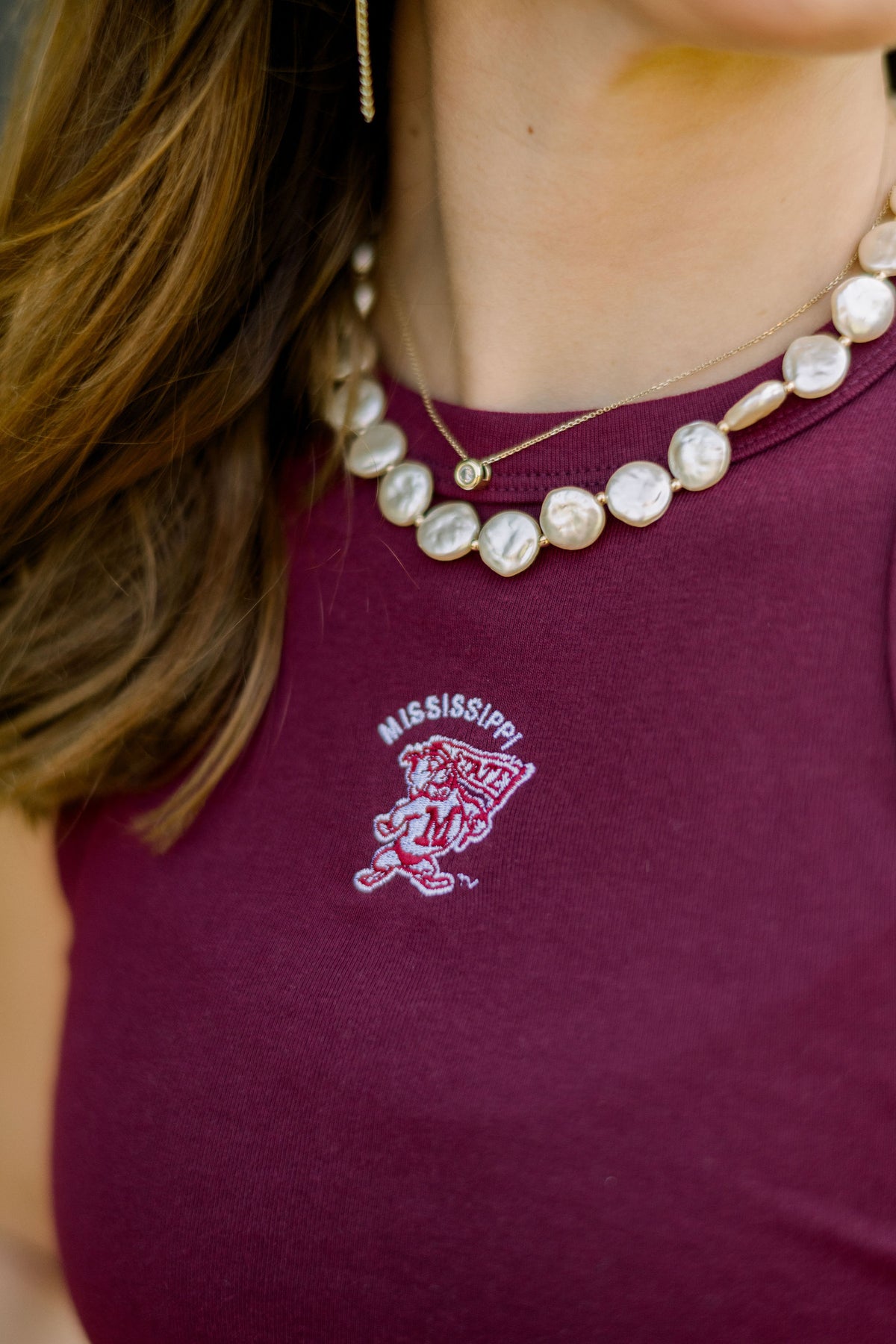 Mississippi State Maroon Tank Top with the Vintage Bully Logo embroidered on the middle of the chest