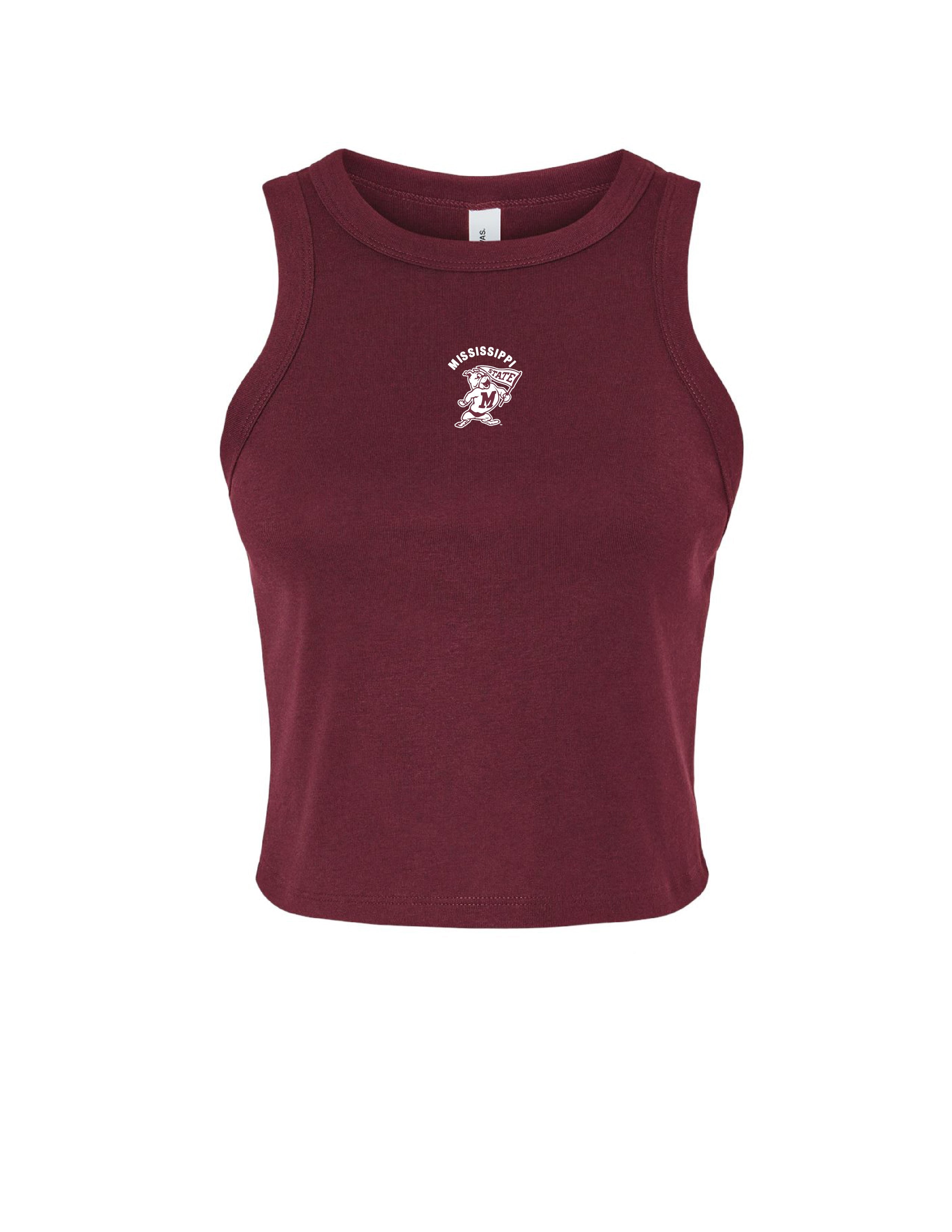 Mississippi State Maroon Tank Top with the Vintage Bully Logo embroidered on the middle of the chest
