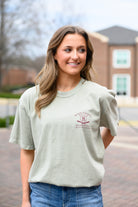 Mississippi State Sandstone Distressed Tee Chest Design with a maroon print of home plate over two crossed baseball bats