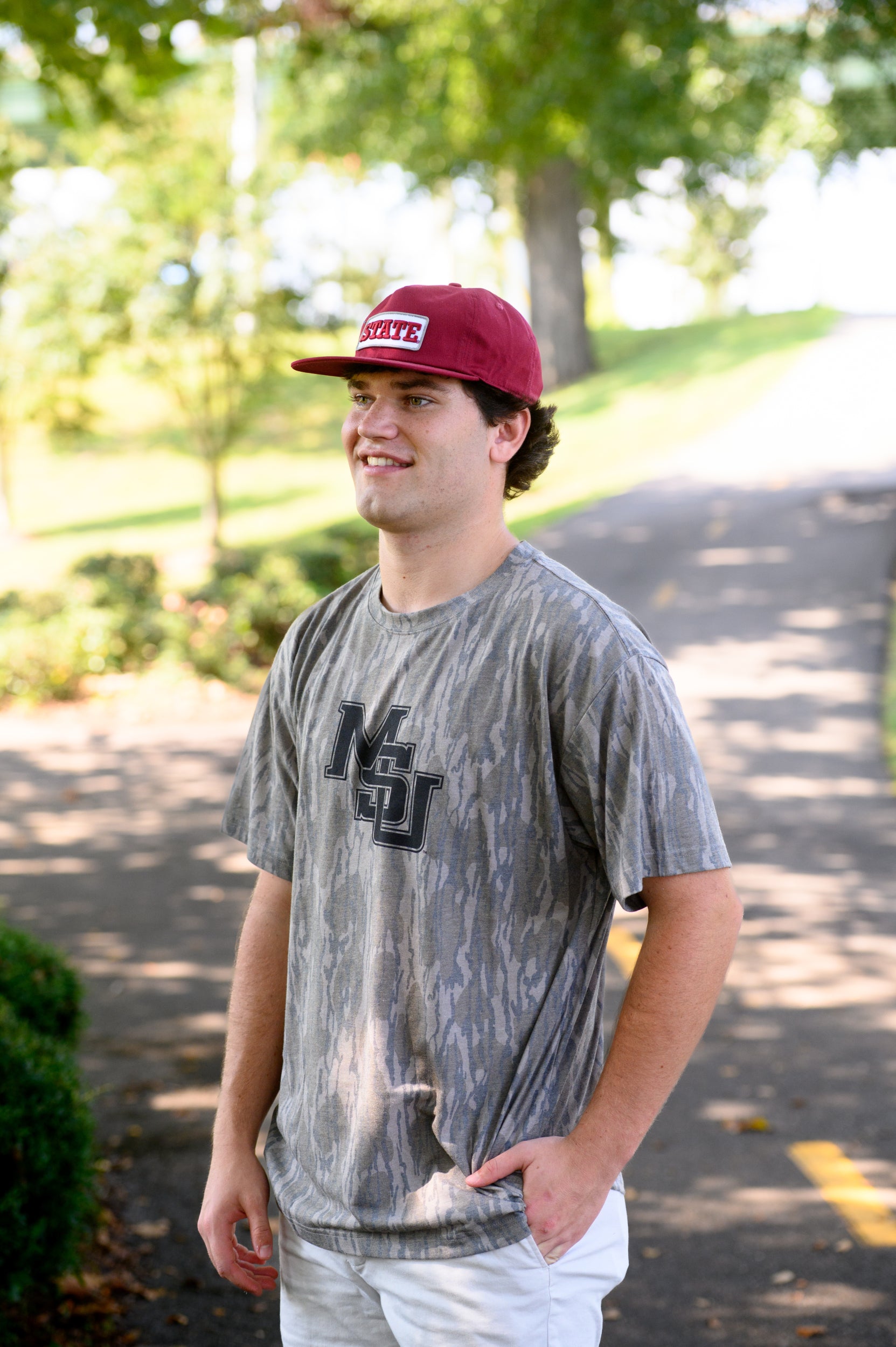 Mississippi State Camouflage T-Shirt with a Black MSU Logo print