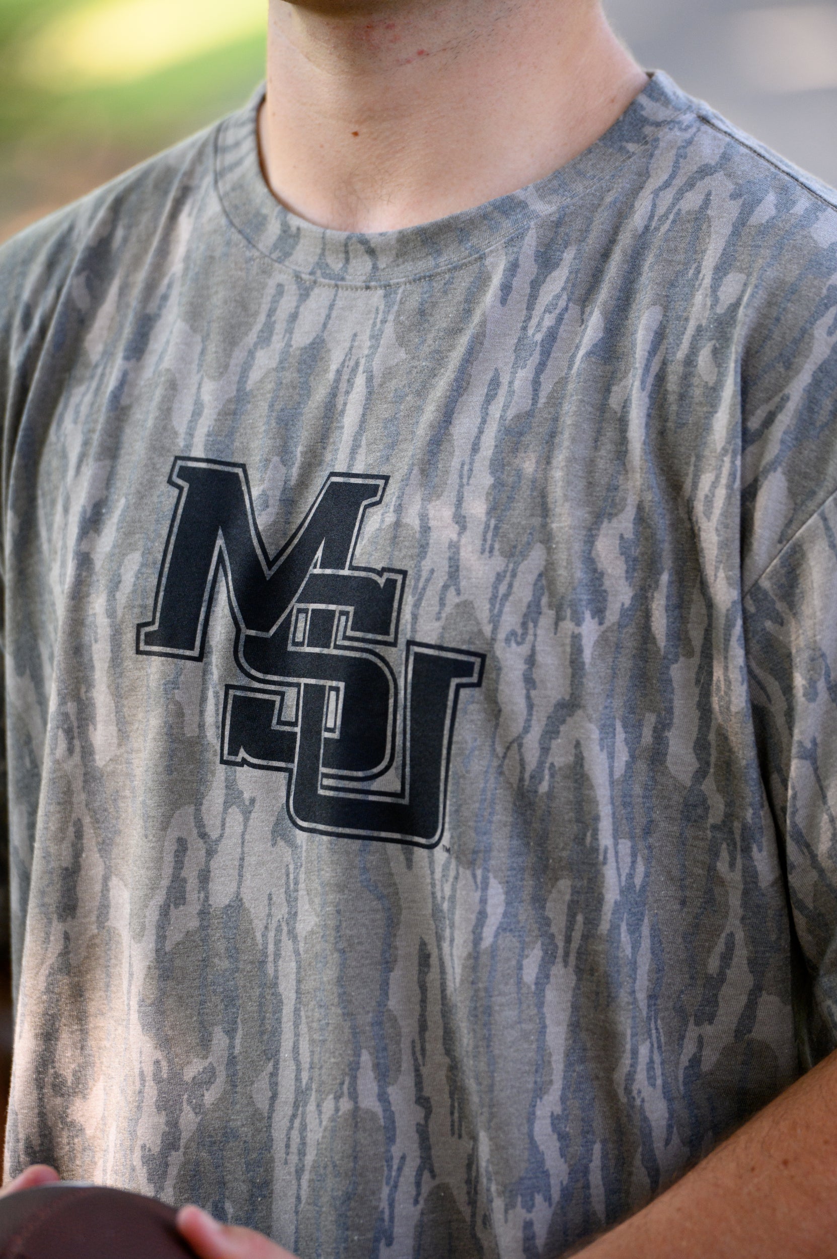 Mississippi State Camouflage T-Shirt with a Black MSU Logo print