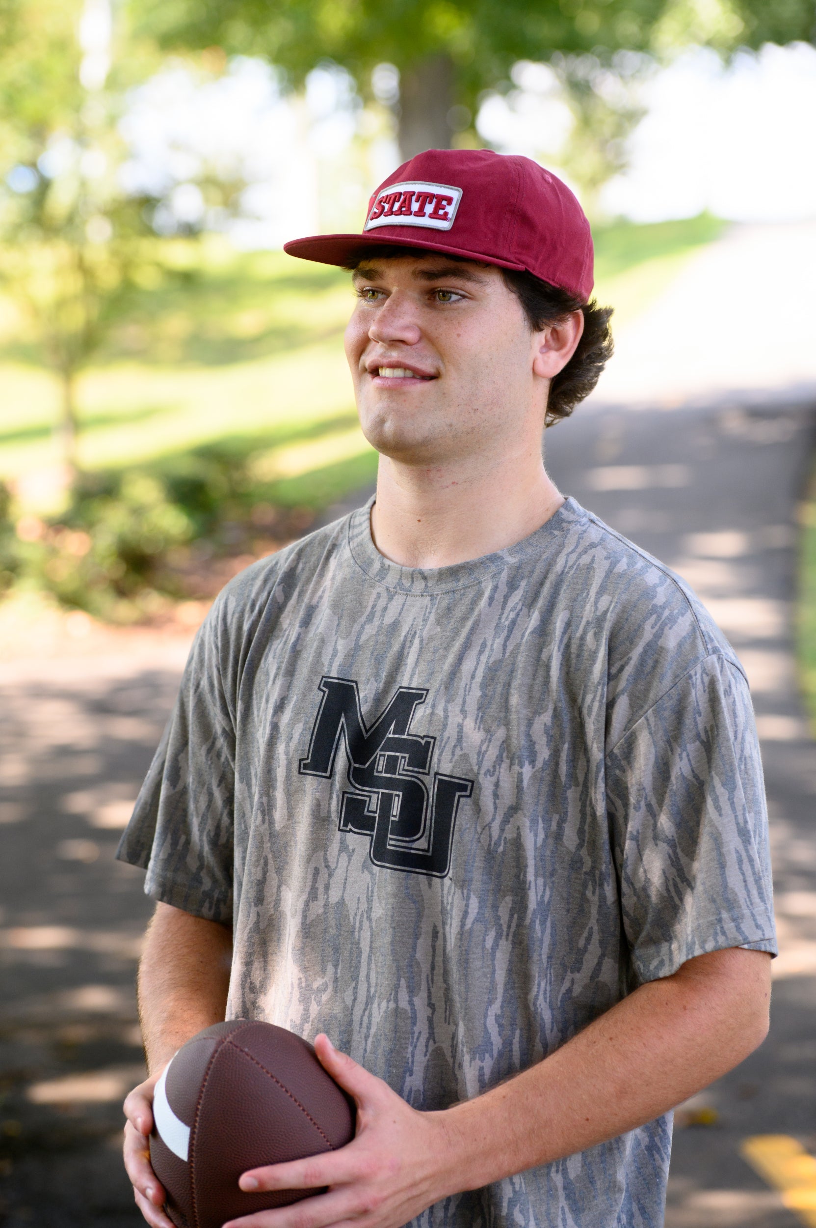 Mississippi State Camouflage T-Shirt with a Black MSU Logo print