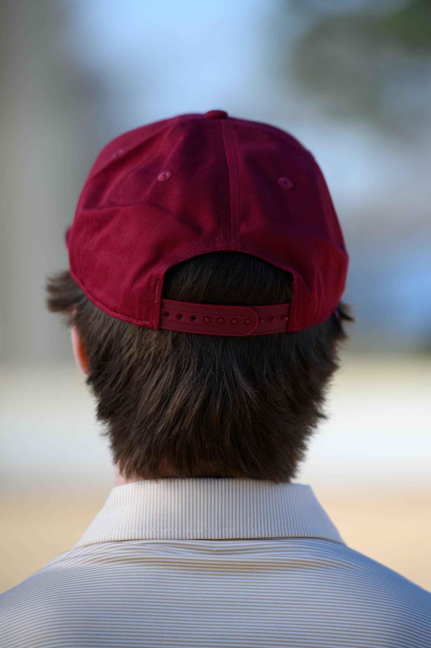 Mississippi State Maroon Snapback Hat featuring a White patch with Maroon “State” embroidery
snap back
