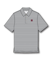 Mississippi State Men’s Charcoal Stripe Polo with the Red “M over S” logo embroidered on the chest
