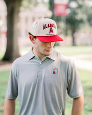 University of Alabama Dark Grey Stripe Performance Pullover with Old School Al Logo Embroidery