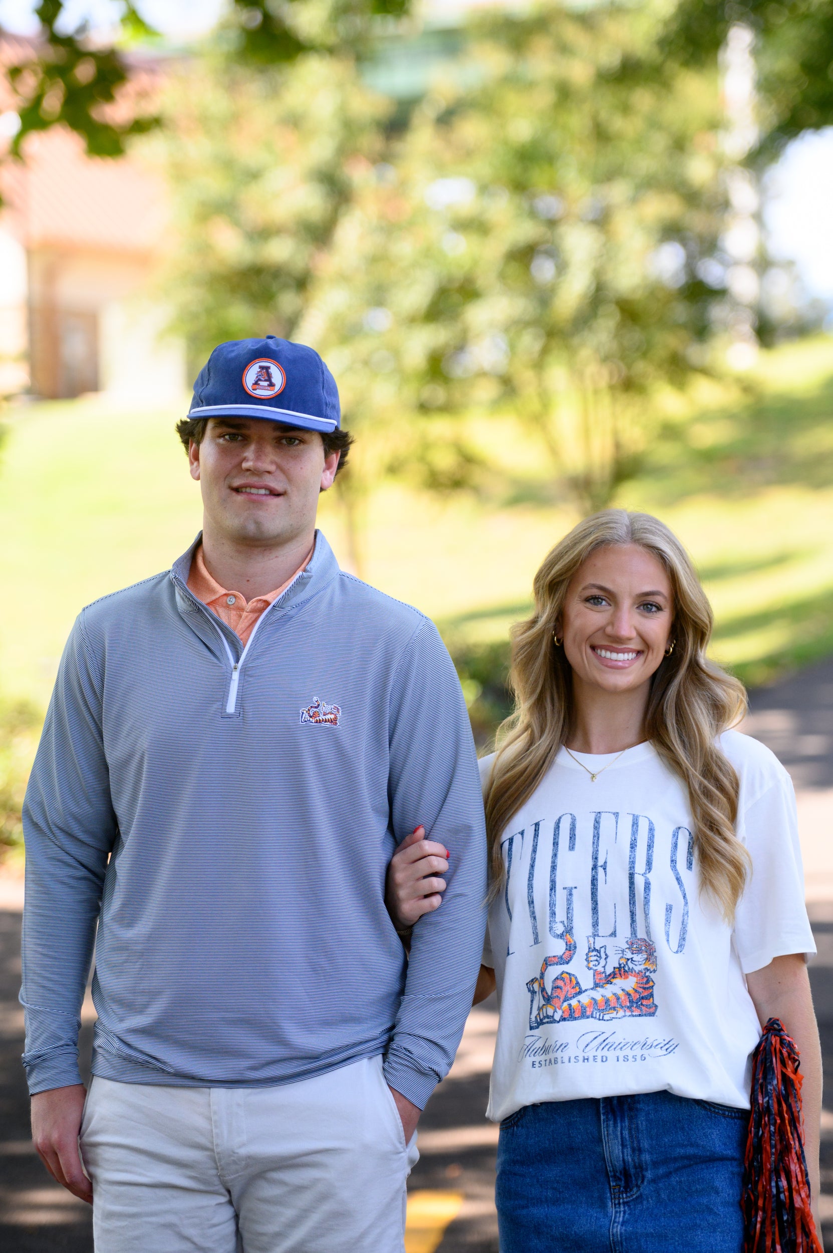 Auburn University Navy Hat with a White rope and a patch of the Leaping Tiger Logo