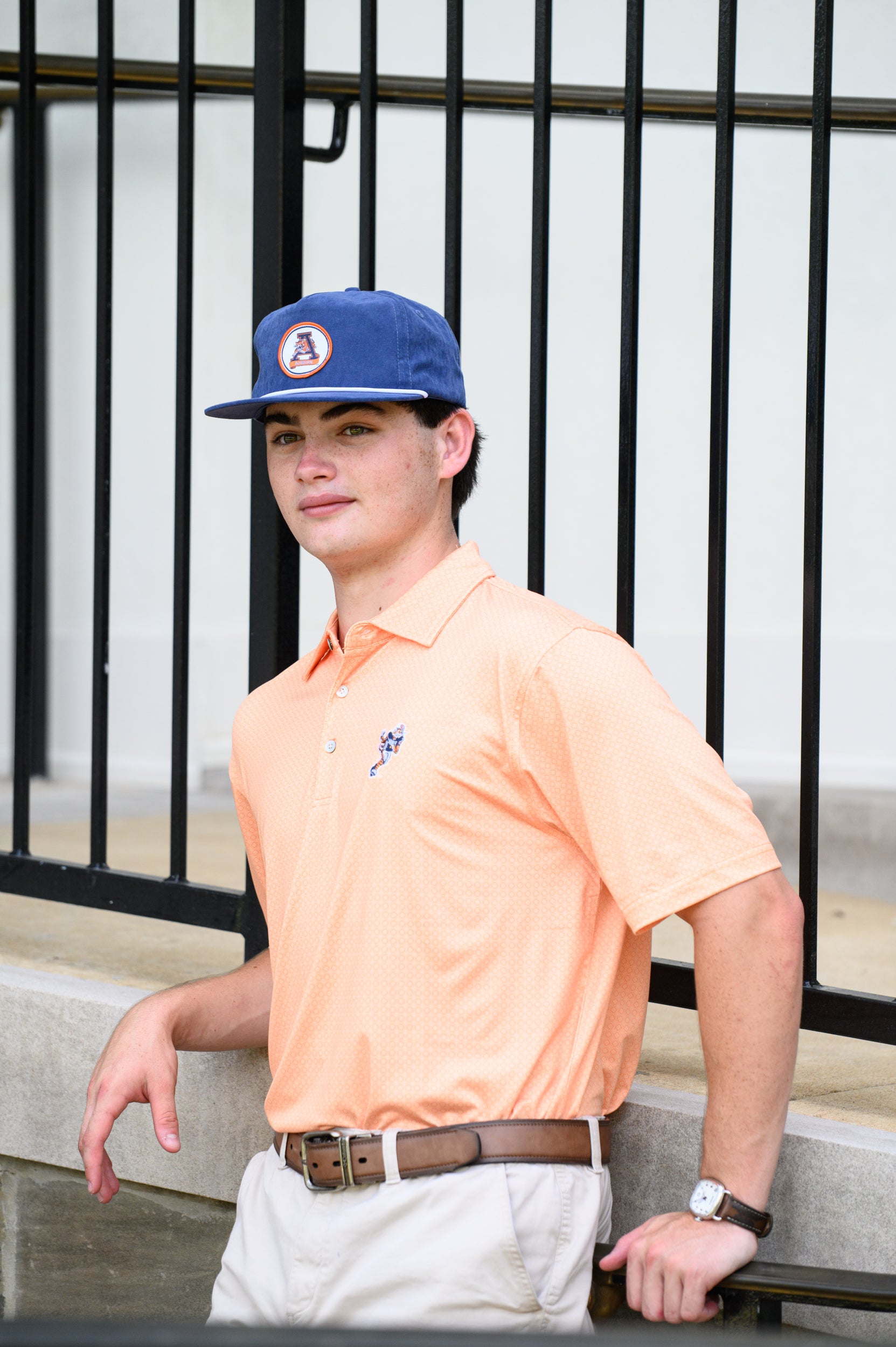 Auburn University Navy Hat with a White rope and a patch of the Leaping Tiger Logo