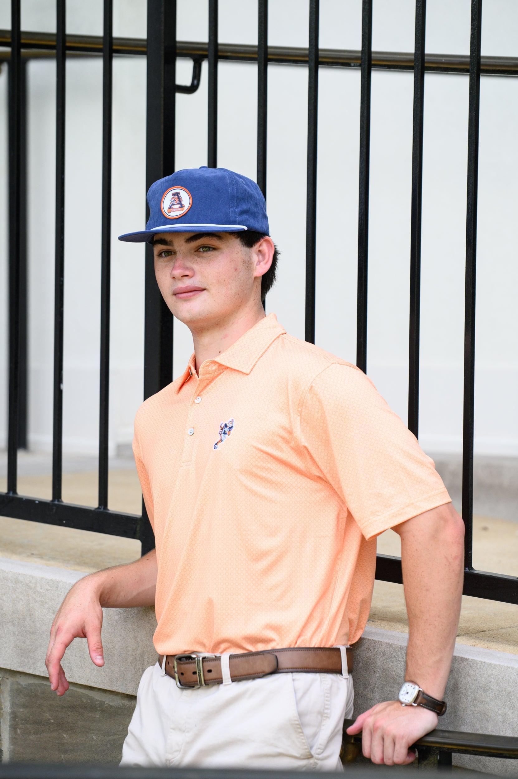Auburn University Navy Hat with a White rope and a patch of the Leaping Tiger Logo