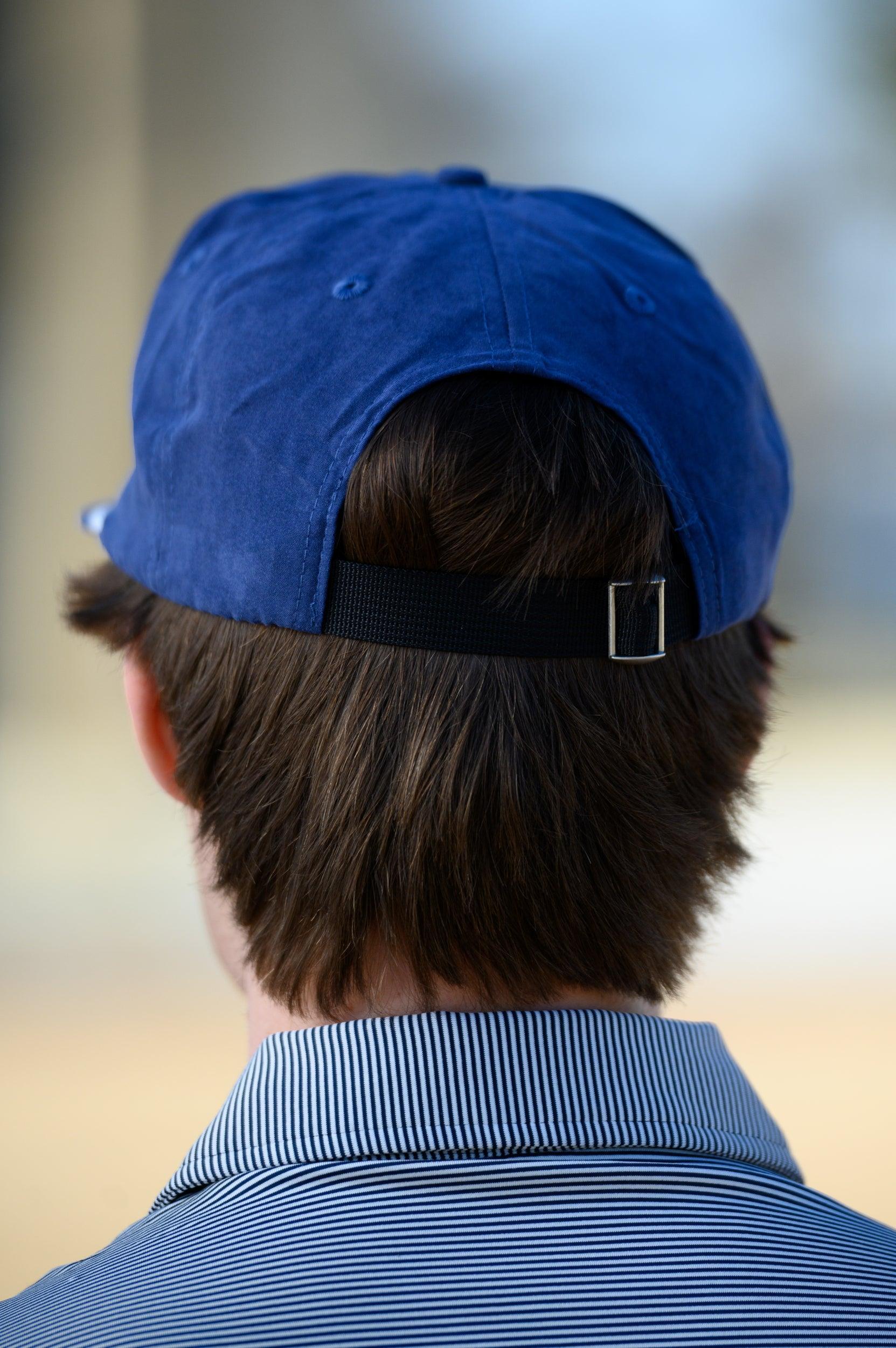 Auburn University Navy Hat with a White rope and a patch of the Leaping Tiger Logo.
Strap back