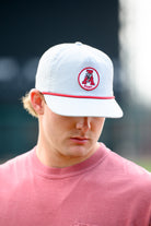 University of Alabama Light Grey Hat with a Red rope and a patch of the Vintage A Logo