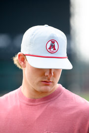 University of Alabama Light Grey Hat with a Red rope and a patch of the Vintage A Logo