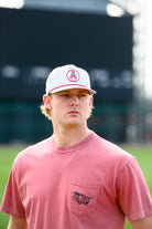 University of Alabama Light Grey Hat with a Red rope and a patch of the Vintage A Logo