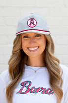University of Alabama Light Grey Hat with a Red rope and a patch of the Vintage A Logo