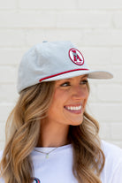 University of Alabama Light Grey Hat with a Red rope and a patch of the Vintage A Logo