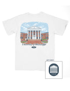 White t-shirt with University of Mississippi design on a white background