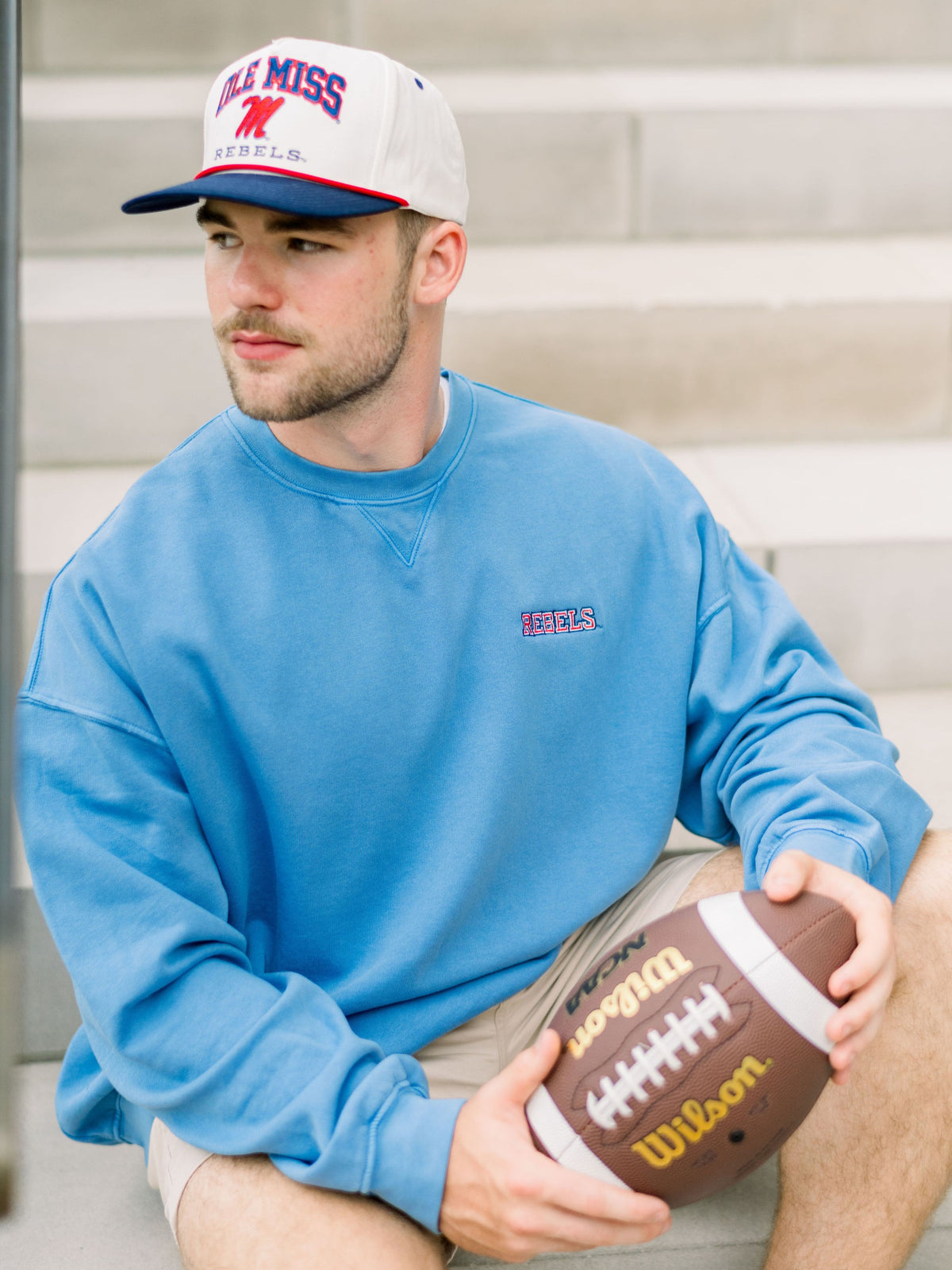Ole Miss Rebels Embroidered Crewneck