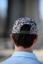 Ole Miss Camo Hat with a Leather patch with text “Mississippi University” snapback hat