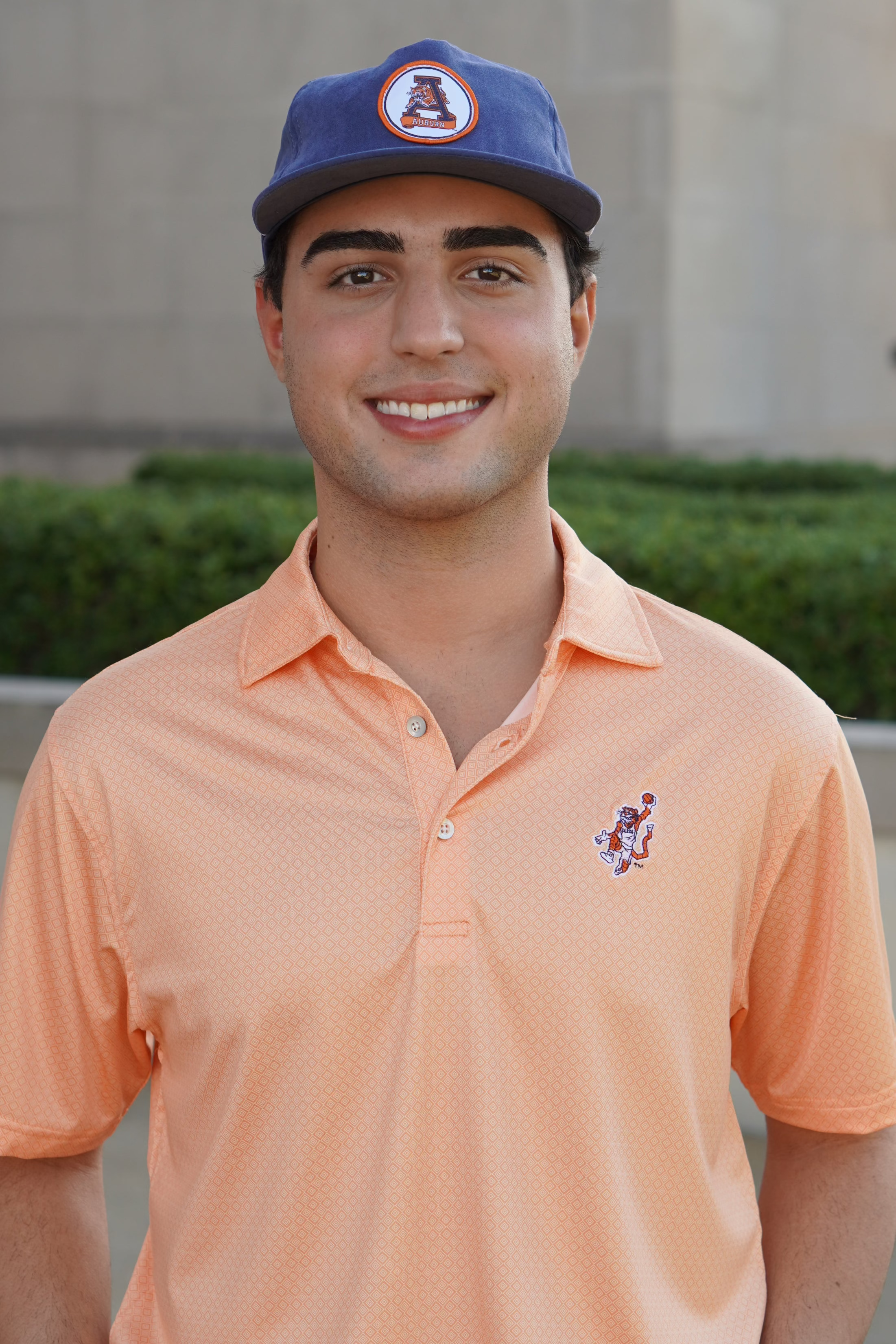 Auburn University Orange Men’s Diamond Polo with the Original Aubie Basketball Logo embroidery