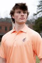 Auburn University Orange Men’s Diamond Polo with the Original Aubie Basketball Logo embroidery