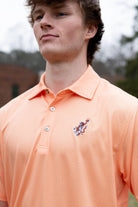 Auburn University Orange Men’s Diamond Polo with the Original Aubie Basketball Logo embroidery
