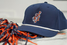 Auburn University Navy Hat with a White Rope and a patch or the Original Aubie dunking a Basketball
