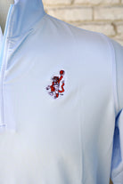 Auburn University Light Blue ¼ Zip with the Original Aubie basketball logo embroidery
