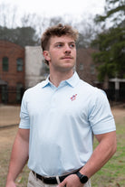 Auburn University Light Blue Men’s Stripe Polo with the Original Aubie Basketball Logo embroidery