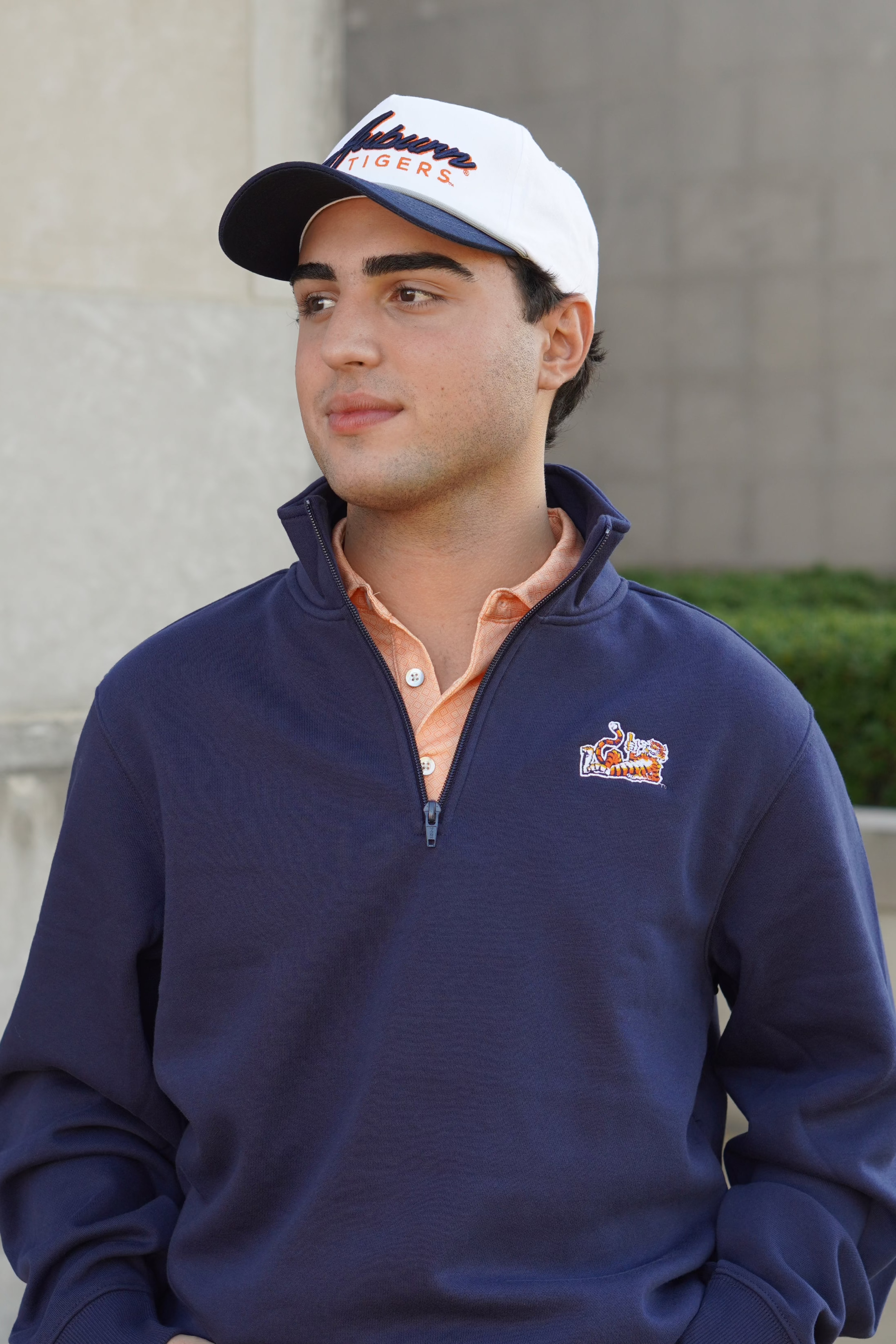 Auburn University Navy ¼ Zip Sweatshirt with Original Aubie Logo Embroidery