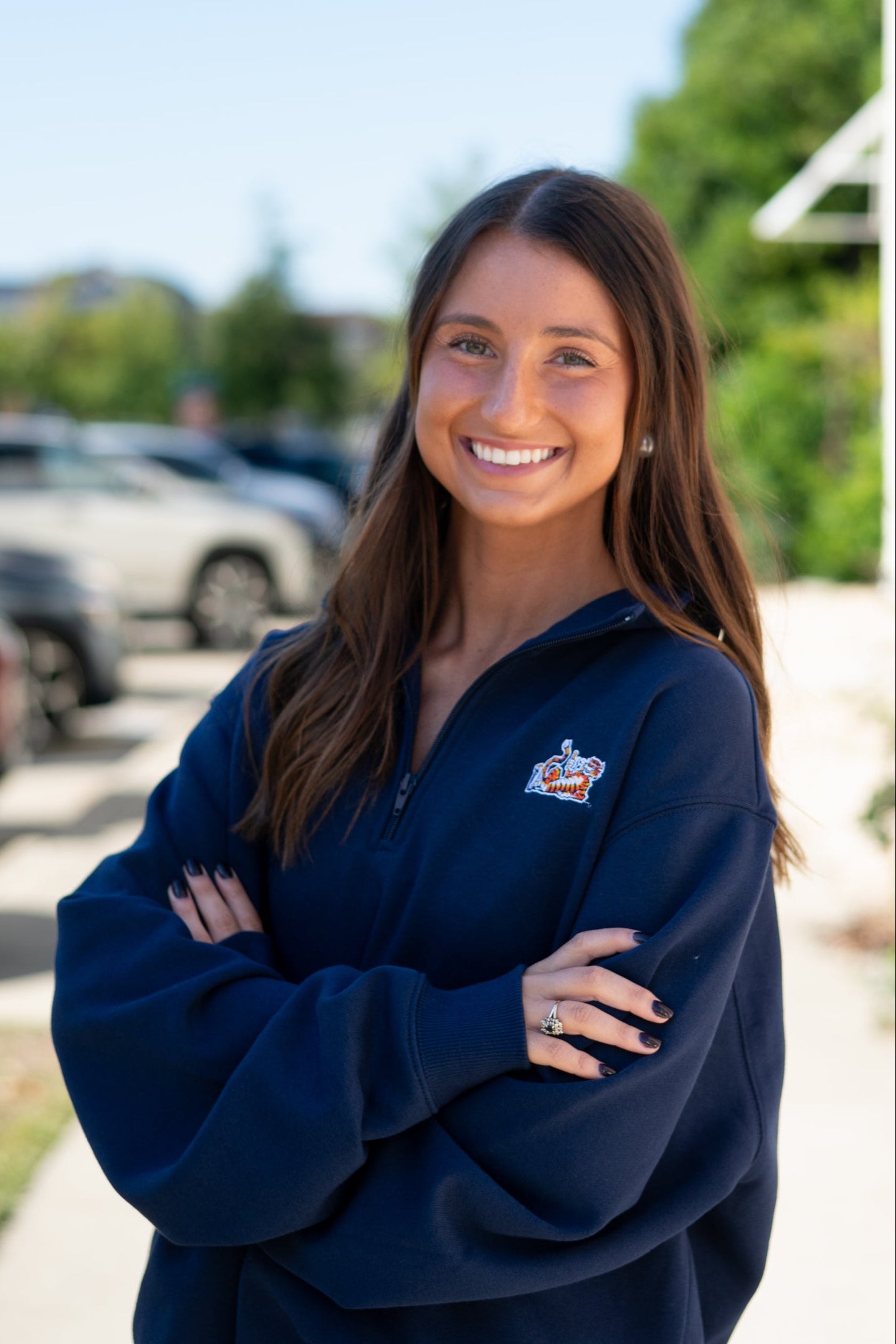 Auburn University Navy ¼ Zip Sweatshirt with Original Aubie Logo Embroidery